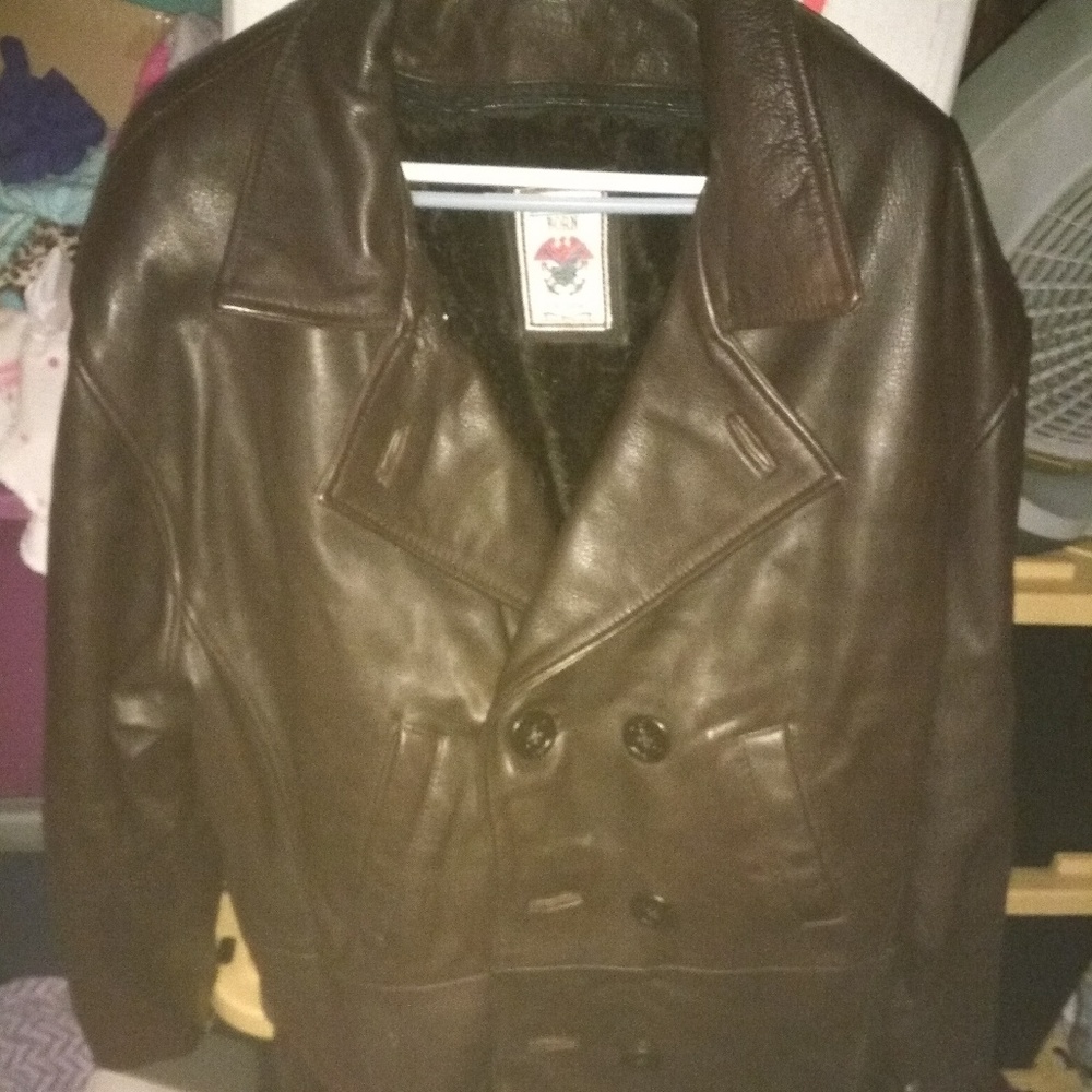 Leather Pea Coat